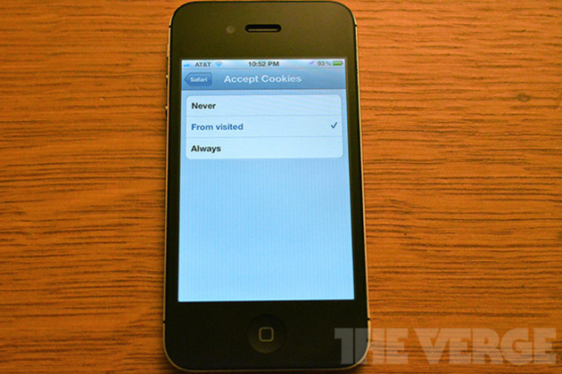 iOS Safari Cookies Settings 640